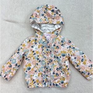 Tommy Bahama Baby Girl Floral Hooded Jacket 18M Pink Zip Ruffle Lined